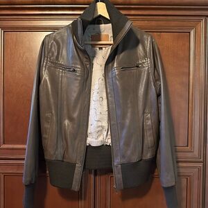Vintage Emu Brown Leather Bomber Jacket